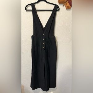 Sienna Sky Black Buttoned Wide Leg 100% Cotton Jumpsuit